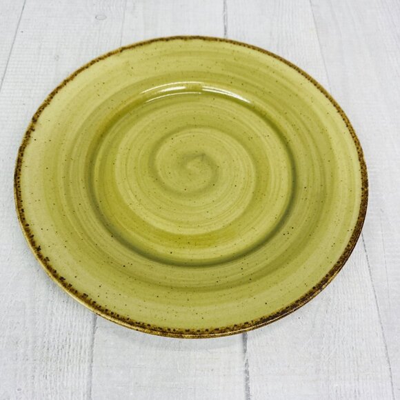 Thomson Pottery Green Swirl Speckle Brown Stoneware Salad Plate Set of 4 - Picture 4 of 16